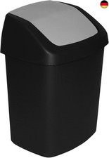 Curver Swing Abfalleimer mit Schwingdeckel 15 L in schwarz/grau, Plastik, 30.6