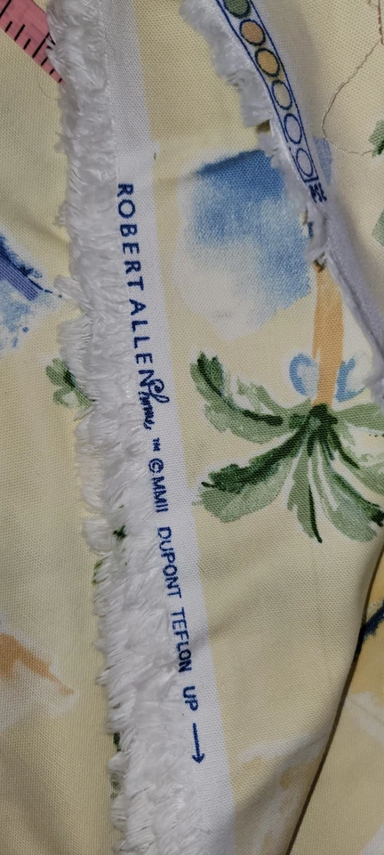 Tela Robert Allen de algodón palmeras 3 yardas amarillo verde azul playa tropical Foto 4 de 4