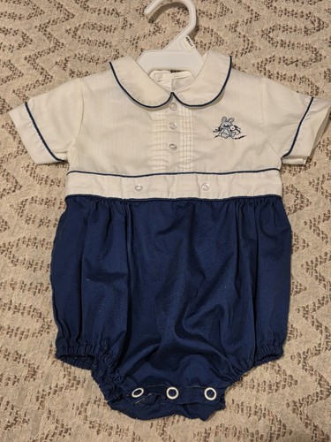 Vintage Blue Romper 3mon Toddle Tyke Bunny Duck