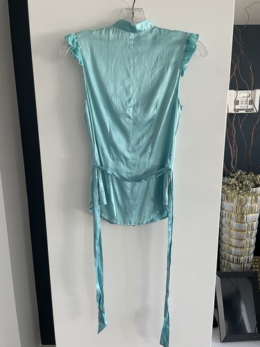 Bebe Blue Silk Blouse Size XS - Picture 6 of 9