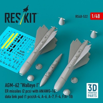 Flugzeugwaffen AGM-62 Walleye I Raketen mit Pod 1/48 Resin ResKit RS48-0532