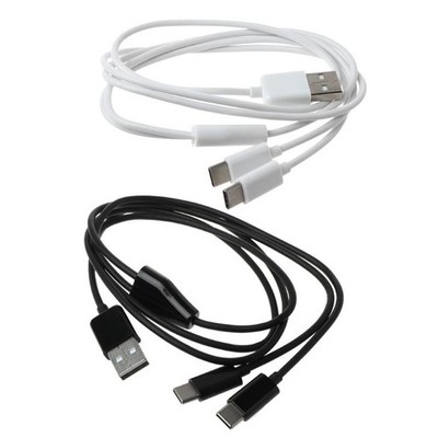 Fast Charging Cable 2 In 1 Type C USB Nylon Braided Data Cable USB to 2 Type-C