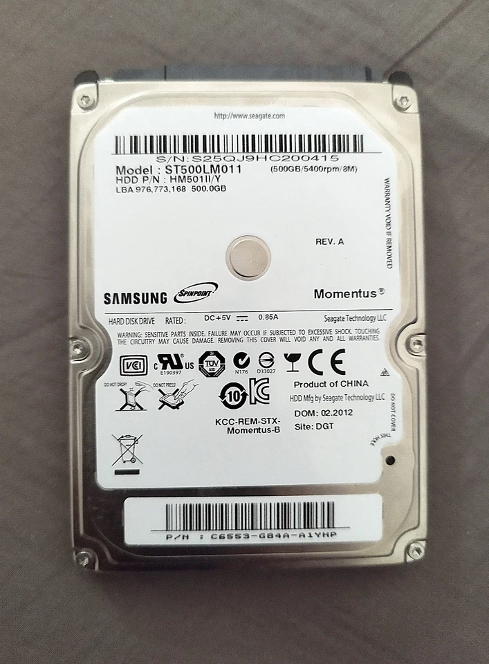 Seagate 500GB HDD 2,5" Modellnr.: "ST500LM011"
