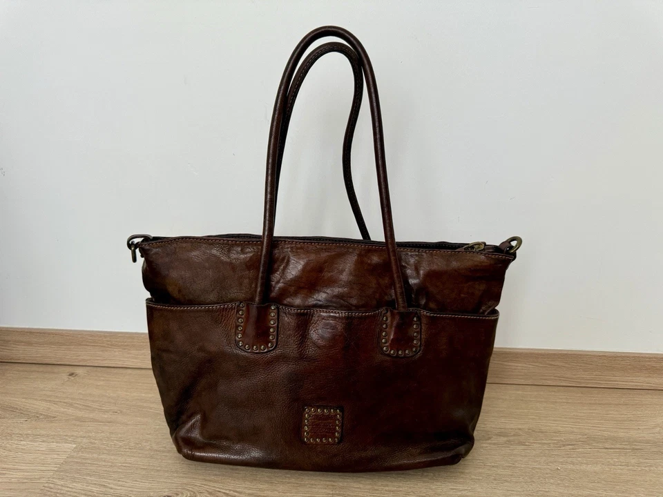 CAMPOMAGGI TEODORANO Leather Bag Handbag Dark Brown Rare Vintage AUTH - Image 3 of 4