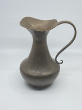 Roman Style Hammered Brown Metal Pitcher Jug w/ Scroll Handle, 9 in Tall 1 Piece