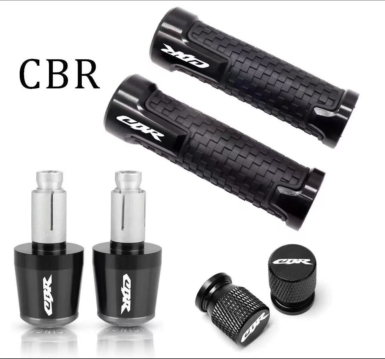 Black-For HONDA CBR954RR 929RR Motorcycle Handlebar Grips Bar End Cap Tire Valve