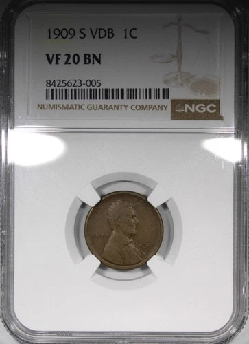 1909-S VDB Lincoln Cent NGC VF20 BN Circulated Key Date 1C