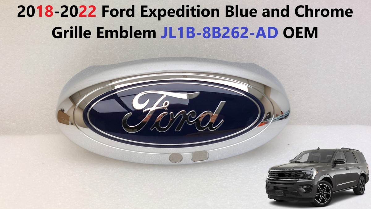 2018-2022 Ford Expedition Blue and Chrome Grille Emblem JL1B-8B262