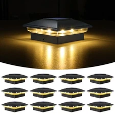 Solar Post Cap Light Outdoor Waterproof 12pack,Solar Fence - Post Lights for ...
