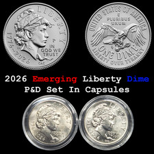 2026 P + D Emerging Liberty Dime "BU" 2-Coin Set in Capsules