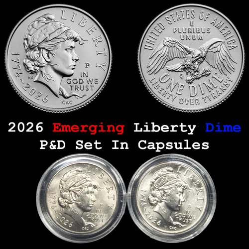 2026 P + D Emerging Liberty Dime "BU" 2-Coin Set in Capsules