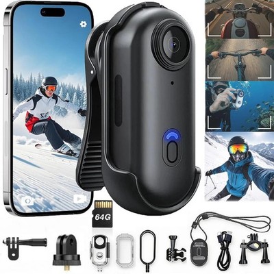 4K Action Camera Waterproof 64GB Portable Sports Camera for Skiing Hiking
