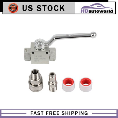 #ad Stainless Steel High Pressure Washer Ball Valve Kit for Power Washer Hose 3 8 In $32.58