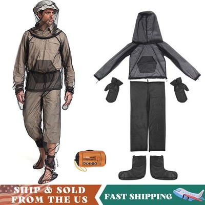Mosquito Suit with Hood & Gloves Breathable Lightweight Mesh Bug Jacke Outdoor