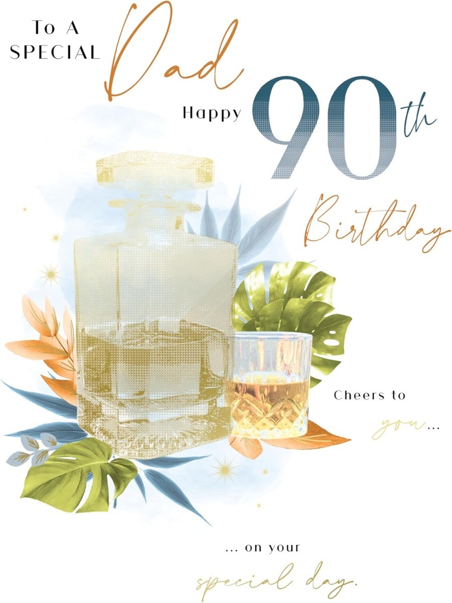 Dad 90th Birthday Card. Age 90. 23x15cm