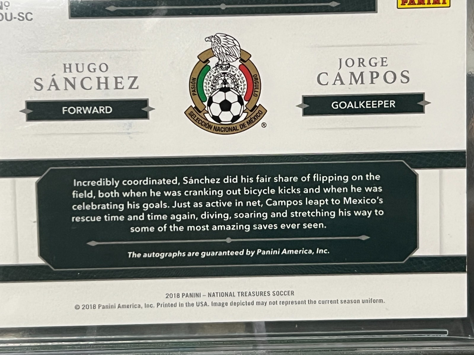 2018 Panini National Treasures Hugo Sanchez Jorge Campos Dual Auto /35 BGS 8 view 5