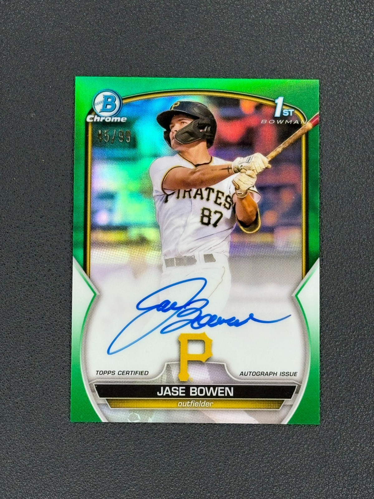 2023 Bowman - JASE BOWEN #CPA-JBN - 1st AUTO /99 Green Chrome Prospects Pirates