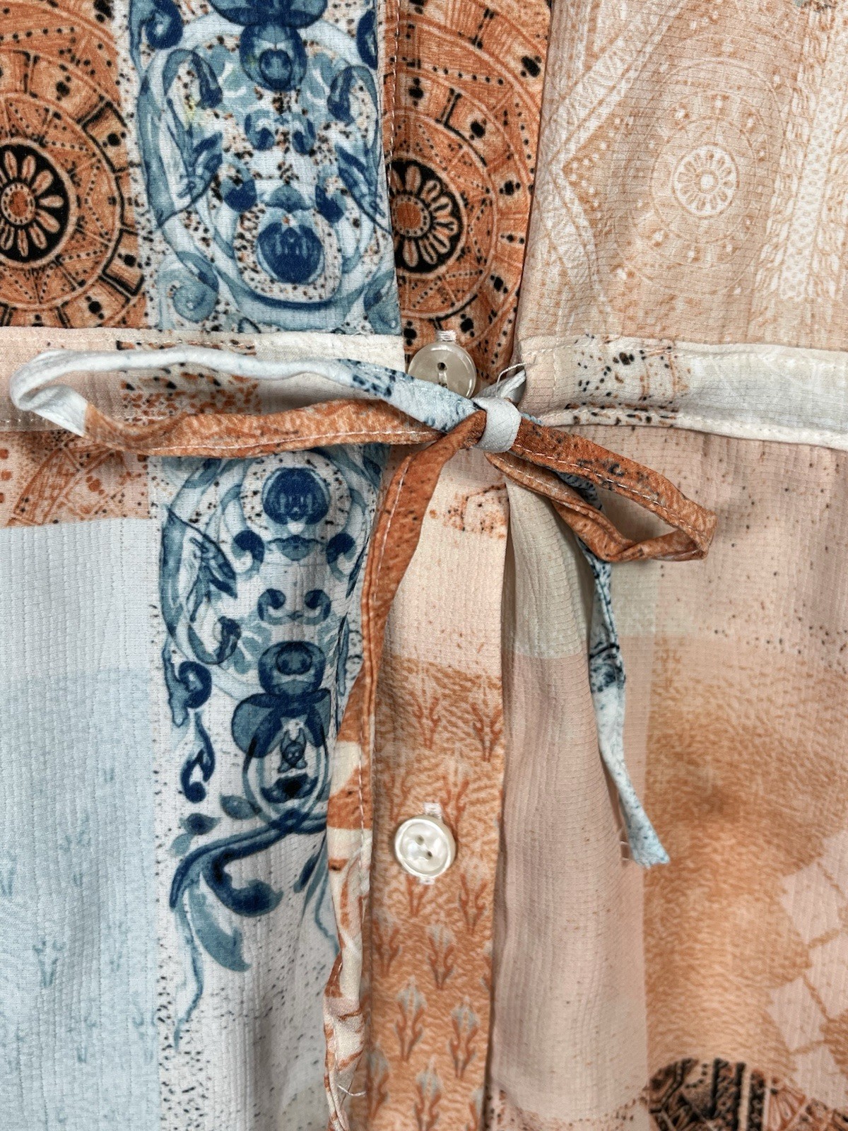 chicos 2 L Patchwork Button Up Boho Long Sleeve t… - image 3