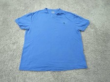 Polo Ralph Lauren T Shirt Mens L Blue Short Sleeve V-Neck Logo Classic Fit