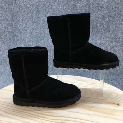 Bearpaw Boots Youth Girls Elle Short Shearling Winter Boot Black Suede  Pull On
