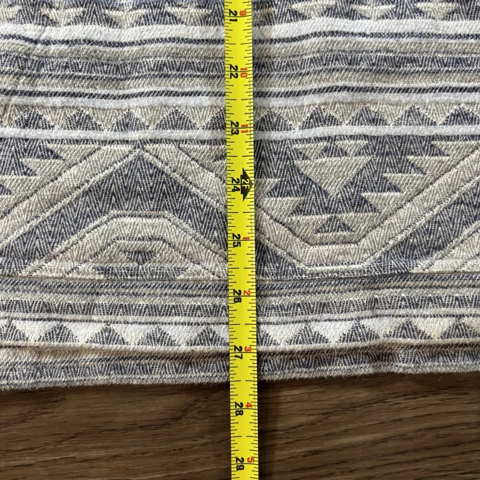 Faherty Pacific Hooded Blue Aztec Cotton Poncho Pullover Hoodie Size Medium - Image 4 of 4