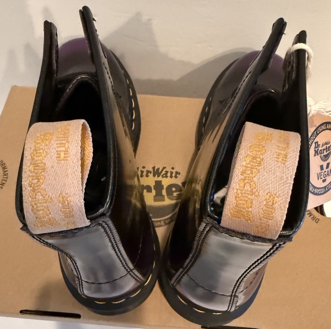 Dr. Martens 1460 Vegan Leather Combat Black Rich Purple Rub Off