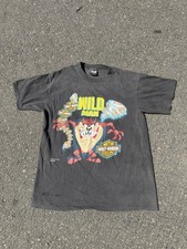 Vintage 90s Harley Davidson Taz Looney Toons Wild Man RARE Black Shirt Large