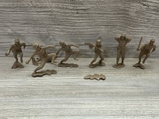 Lot Of 7 Toy Army Men Tan 2" Vintage 1963- 2 Marked Louis Marx Co Damaged