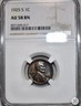 1925-S Lincoln Cent Penny, NGC-AU 58 BN, Better date. San Francisco Lincoln Wheat Penny