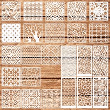 24Pcs Stencils for Painting, Reusable 6.3 inches x inches, white