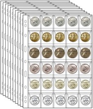 10 Sheets 30 Pockets Coin Collecting Pages Coin Pocket Inserts Sleeves