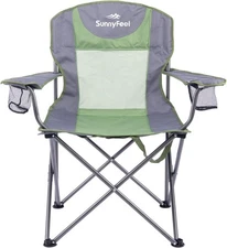 Folding Oversized Camping Chair, Padded Portable Lawn Chairs for Adults