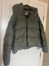 Calvin Klein Mens XL Black Classic Bib Detail Puffer Coat Jacket Full Double Zip