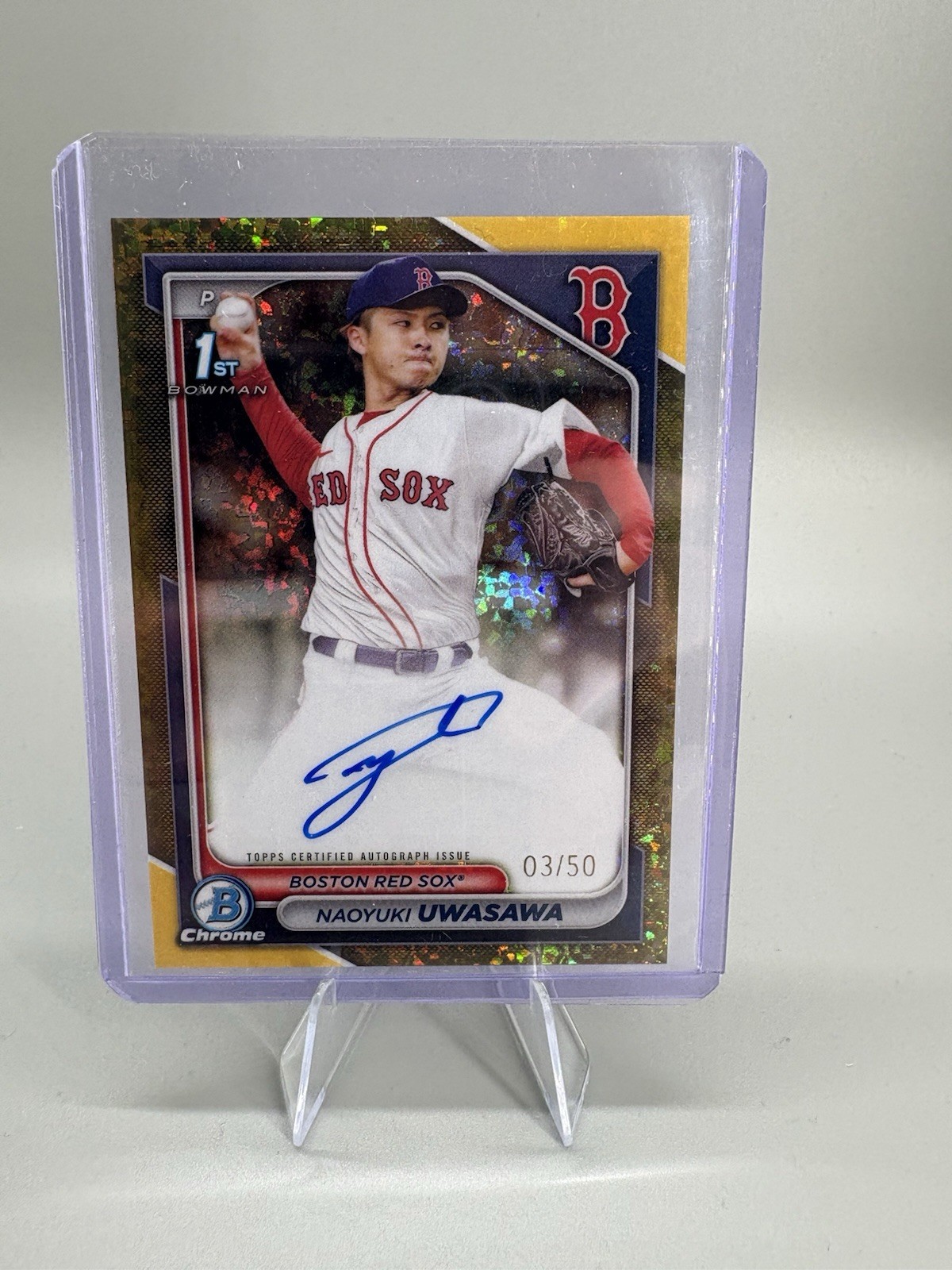 2024 Bowman Chrome Naoyuki Uwasawa 1st Bowman Gold Mini Diamond Auto /50 #CPA-NU