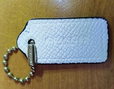 COACH Logo New York Hang Tag Charm Purse Gold Chain in Pebbled Leather 2" X 1"