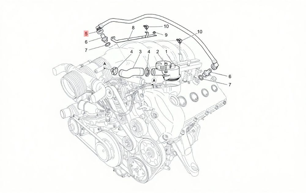 Maserati GranTurismo 2005-2019 Front Left Lower Hose pipe