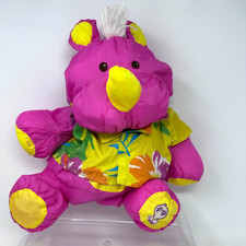 Fisher Price Wild Things Puffalumps Rhino Plush Animal Pink Hawaiian 15" NO TAG