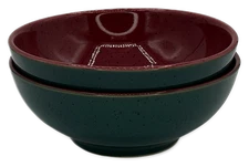 Denby Harlequin Cereal Soup Bowl Red Green England - Set of 2