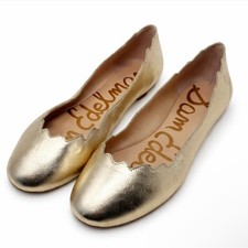 Sam Edelman Leather Metallic Soft Gold Flats