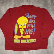 Vintage 1997 90s Jerry Leigh Tweety Bird Don  t Mess With Me Sweatshirt Medium