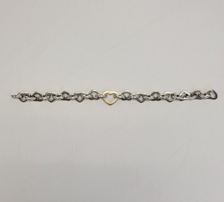 Tiffany & Co Open Heart Armband Sterlingsilber & 18 Karat Gold 7 5 Zoll 34 54 g