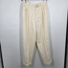 Ralph Lauren Pants Womens 12 White Worsted Wool Pleated Vintage LRL Trousers