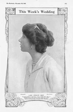 LADY EVELYN GREY to be Wed to Sir Lawrence Jones - Antique Print 1912