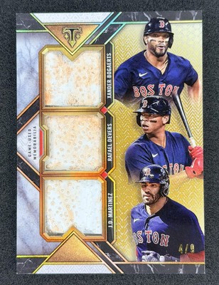 2021 Topps Triple Threads Touch Em All Triple Relic /9 Bogaerts Devers Martinez