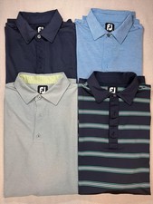 FootJoy Navy Blue Gray Striped Solid Men's Golf Polo Shirts Lot of 4