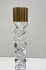 Candle Holder Set 02 02 Faceted Column Modern Crystal Glass Gold Metal — photo 3