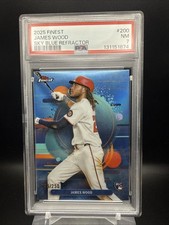 2025 Topps Finest - NATIONALS James Wood #200 Sky Blue Refractor /250 (RC) PSA 7