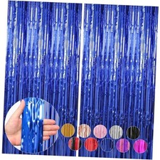 Blue Foil Fringe Curtains Streamers Party Decorations 3.3 x 2 Pack Dark Blue