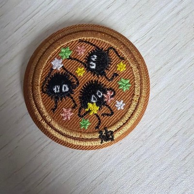 Spirited Away Soot Sprite Embroidered Pin Badge, Metal, Used w/ Back