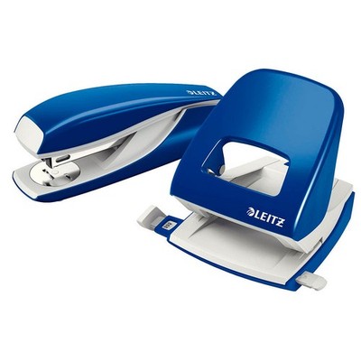 Leitz Tacker und Locher 30 Blatt Set blau Leitz 5008 + 5502 Heftgerät 24/6 26/6